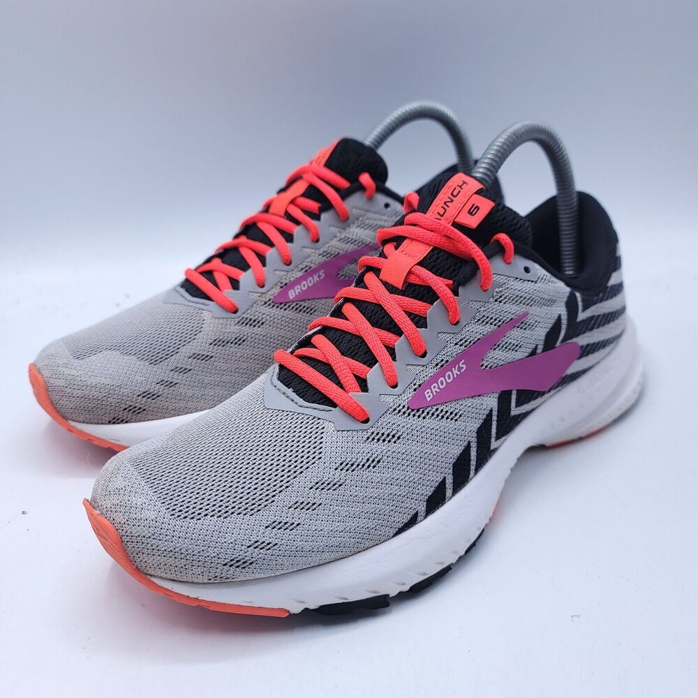 Brooks Launch 6 Athletic Running Shoe Womens Size 8 1202851B027 Gray Black Red